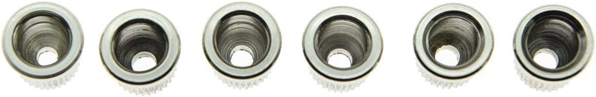 KAISH 6x Chrome Guitar String Through Body Ferrule 5/16" String Ferrules for USA Tele/Telecaster, Zinc Version with knurled edge - Image 4