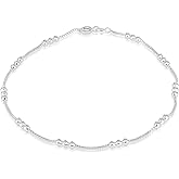 Savlano 925 Sterling Silver 9, 10 Inches Chain Anklet for Women Comes With a Gift Box