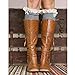 2 Pack of Women's Boot Cuffs Vintage 2 Button Style with Lace Knee High Boot Socks