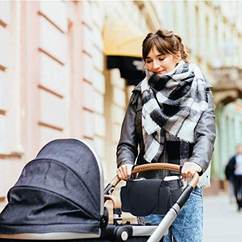JYSW Baby Stroller Organizer, Baby Stroller Caddy with Multiple Pockets and Shoulder Strap Fits for Universal Stroller to Storage Phones, Wallets, Toys, Diapers and Tissue (Black)