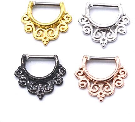 4pcs16g G23 Tianium Flower Petals Septum Clicker Nose Stud Ring Body Piercing Jewelry