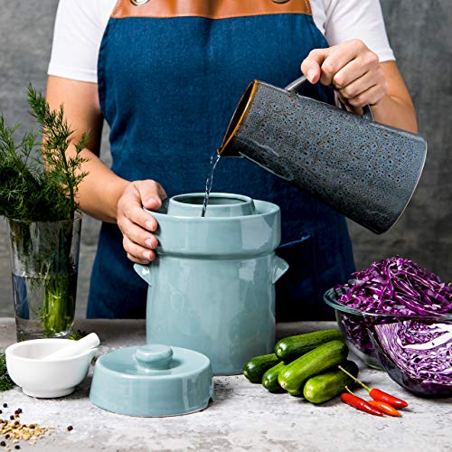 Fermentation Crock Jar Sauerkraut Crock Kimchi and Pickle, 2 Liter (0