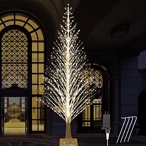 IJG 7FT Lighted Birch Tree 1000 LED Warm White Lights with Twinkle ...