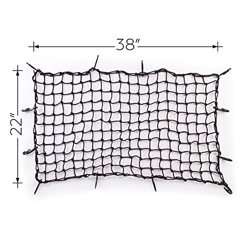 Rocket Straps Bungee Cord Cargo Net | 22"x38" Roof Rack Net | Trunk Organizer Net Mesh is Heavy Duty 5mm Thick 2"x2" | No Gaps Securing Cargo Nets to Rooftop Carrier, Roof Rack, Cargo Hitch, SUV - Thumbnail 3