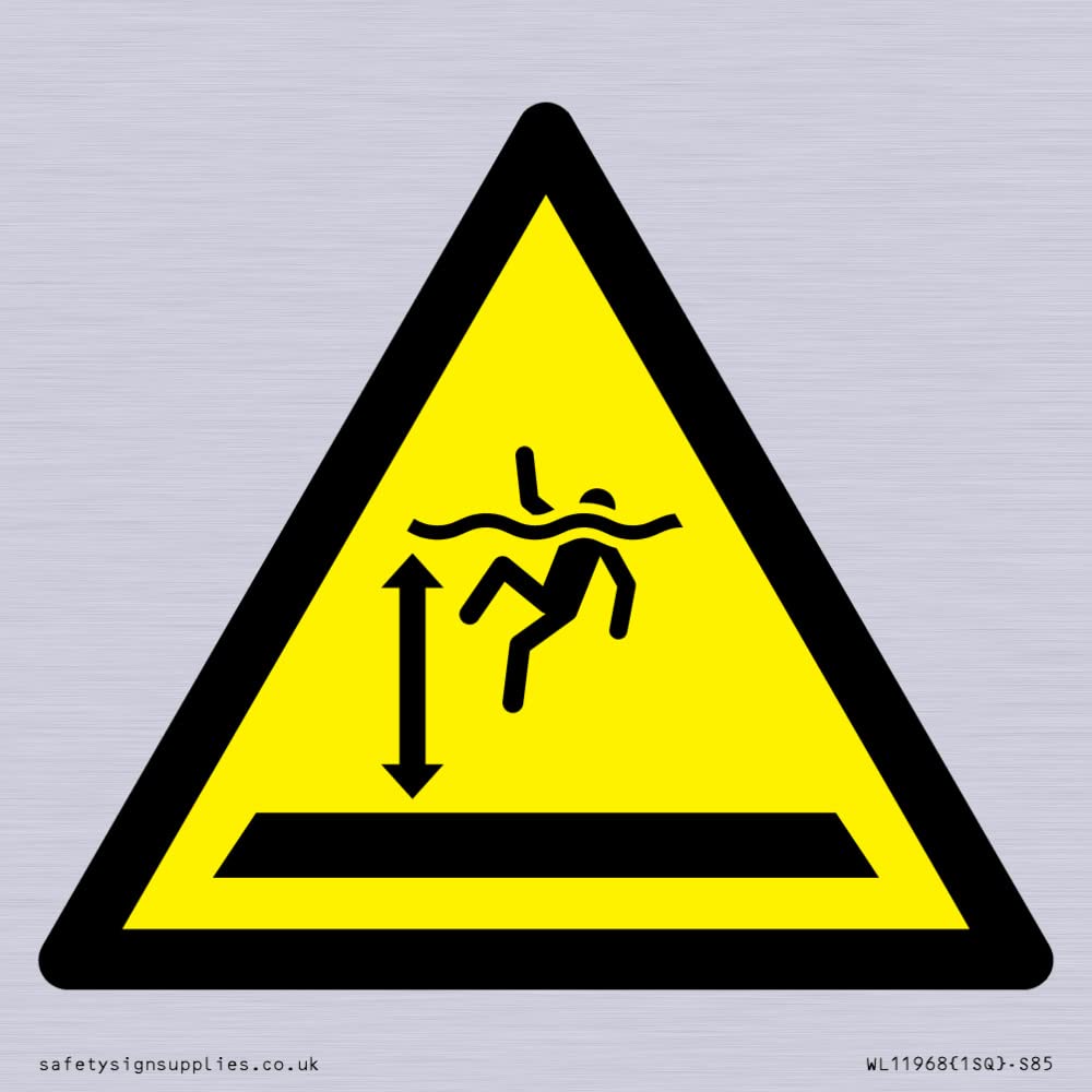 W047 Warning: Deep water Sign - 85x85mm - S85