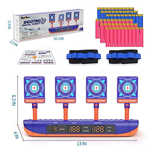 Electronic Shooting Targets for Nerf Guns, Digital Scoring Auto Reset Target Shooting Toy with 4 Modes, Christmas Birthday Gifts for 5 6 7 8 9 10+ Year Old Boys Toys