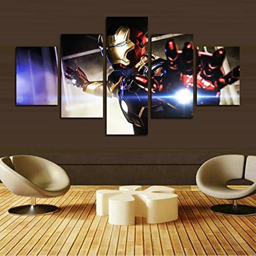 XrsArt5 Piece Modern printed works of cartoon film Iron man image decoration painting poster art photo canvas wall art (No Frame) Unframed FCa251 50 inch x30 inch