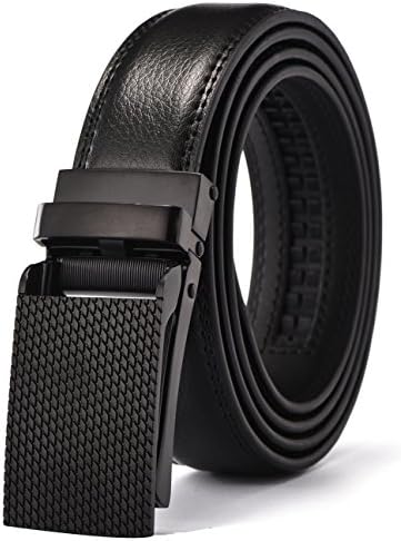 Xholding Men's Automatic Buckle Ratchet Leather Dress Belt 30mm Wide 1 1/8" With Gift Box (Waist:up to 43", black1)