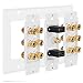 Fosmon HD8005 [3-Gang 6.1 Surround Distribution] Home Theater Copper Banana Binding Post Coupler Type Wall Plate for 6 Speakers, 1 RCA Jack for Subwoofer & 2 HDMI Ports