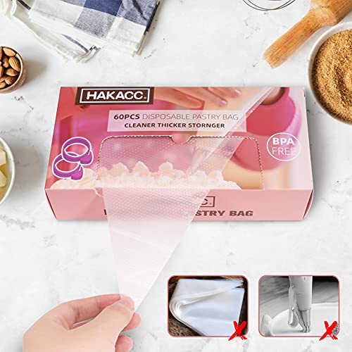 HAKACC Disposable Pastry Bags,120PCS Plastic Icing Bags with Dispenser Packaging