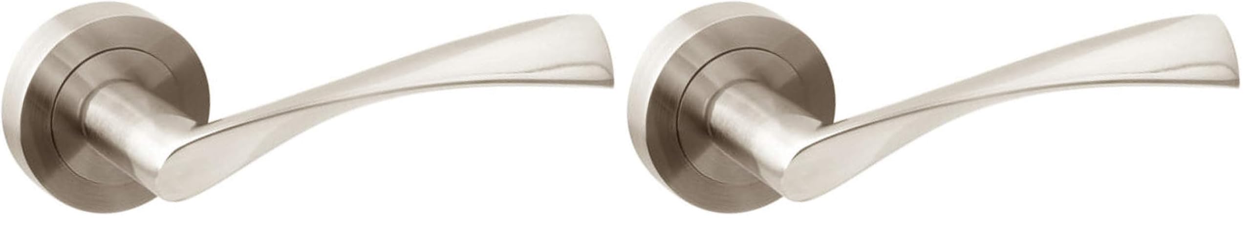 Emuca - Internal Door Handles, Set of Internal Door Handles with D.50mm (1,9 inch) Rose, Aluminium, Satin Nickel. (Pack of 2)