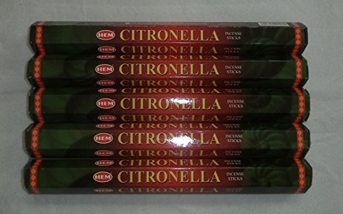 Citronella 100 Incense Sticks (5 X 20 Stick Packs, Pest Repellant) Hem Brand