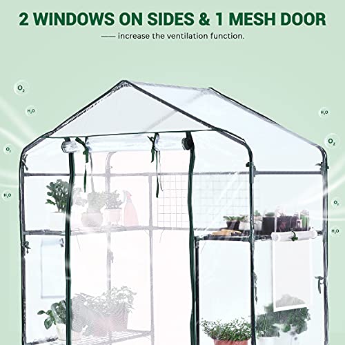 Quictent Greenhouse Screen Door and Windows, 3 Tiers 6 Shelves 56"x29