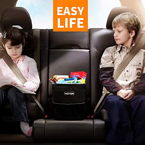 image for HOTOR Car Trash Can with Lid and Storage Pockets, 100% Leak-Proof Car 