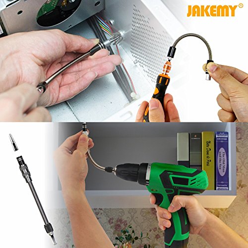 Jakemy Screwdriver Set with Flexible Shaft, 107 in 1 with 54 Magnetic Driver Bits, Repair Tool kit with Pocket Tool Bag for iPhone X, Computer, Macbook, Cell Phone, PC, Laptop {Upgraded Version}