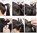 SWACC Women Long Straight/Curly Wavy Wrap Around Ponytail Extension Synthetic Hair Piece Clip in Hair extensions (Straight, 1B#-Off Black)
