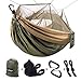 Single & Double Camping Hammock with Mosquito/Bug Net, 10ft Hammock Tree Straps and Carabiners, Easy Assembly, Portable Parachute Nylon Hammock for Camping, Backpacking, Survival, Travel & More