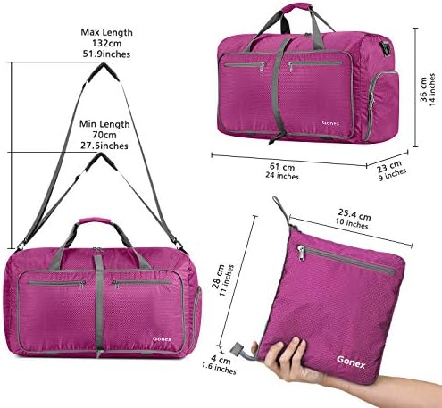 Gonex 60L Packable Travel Duffle Bag Foldable Duffel Bags for Luggage Gym Sports Camping Travelling Cycling Storage Shopping Water & Tear Resistant 2 Gonex 60L Packable Travel Duffle Bag Foldable Duffel Bags for Luggage Gym Sports Camping Travelling Cycling Storage Shopping Water & Tear Resistant