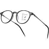 Exquisite Round Ultralight Progressive Multifocus Reading Glasses Women Men Durable Blue Light Blocking Anti EyeStrain/UV Multifocal Readers Spring Hinge（Mid-Near Range 3ft,Top is Not 0）2.5 Gray