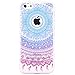 iPhone 5c Case, JAHOLAN Beautiful Clear TPU Soft Case Rubber Silicone Skin Cover for iPhone 5C - Blue Purple Tribal Mandala