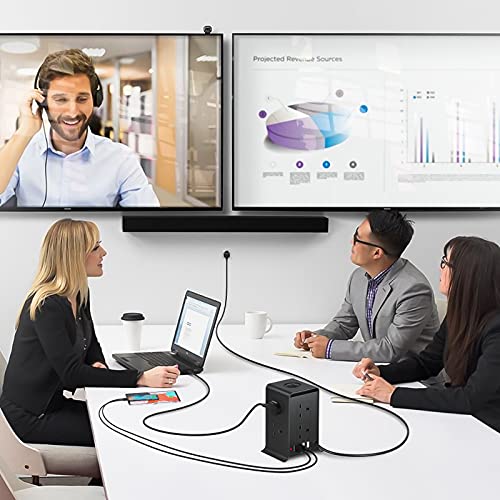 bedee Tower Power Strip Extension Cord, 8 Way Outlets 4 USB Ports Tower Extension Lead with Surge Protection Overload Protection