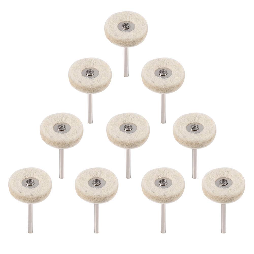 10pcs 1inch Wool Felt Polishing Buffing Wheels Drill, Polishing Drill Attachment Polishing Pads with Handle, Grinder Wheel Brushes Rotary Tool