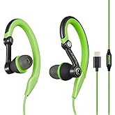 mucro【Wired headphonesType-C Plug in-Ear Sport， Earhook Earbuds Over Ear Wired Stereo ，Headphones for Jogging Gym (Green)