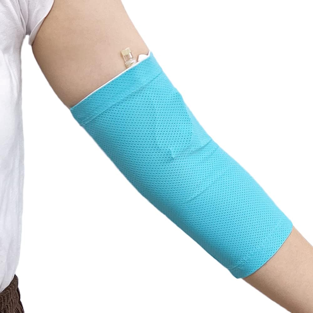 MENURSY Arm PICC Line Sleeve Protector, Elbow Breathable Cast Nursing Cast Cover Supplies for Arm Circumference 7.5"-8.6", Cyan (XS)