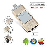 iOS USB Flash Drives for iphone 32GB [3-in-1] Lightning OTG Jump Drive, Marceloant External Micro USB Memory Storage Pen Drive, Encrypted Flash Memory Stick for iPhone, iPad, iPod, Mac, Android and PC