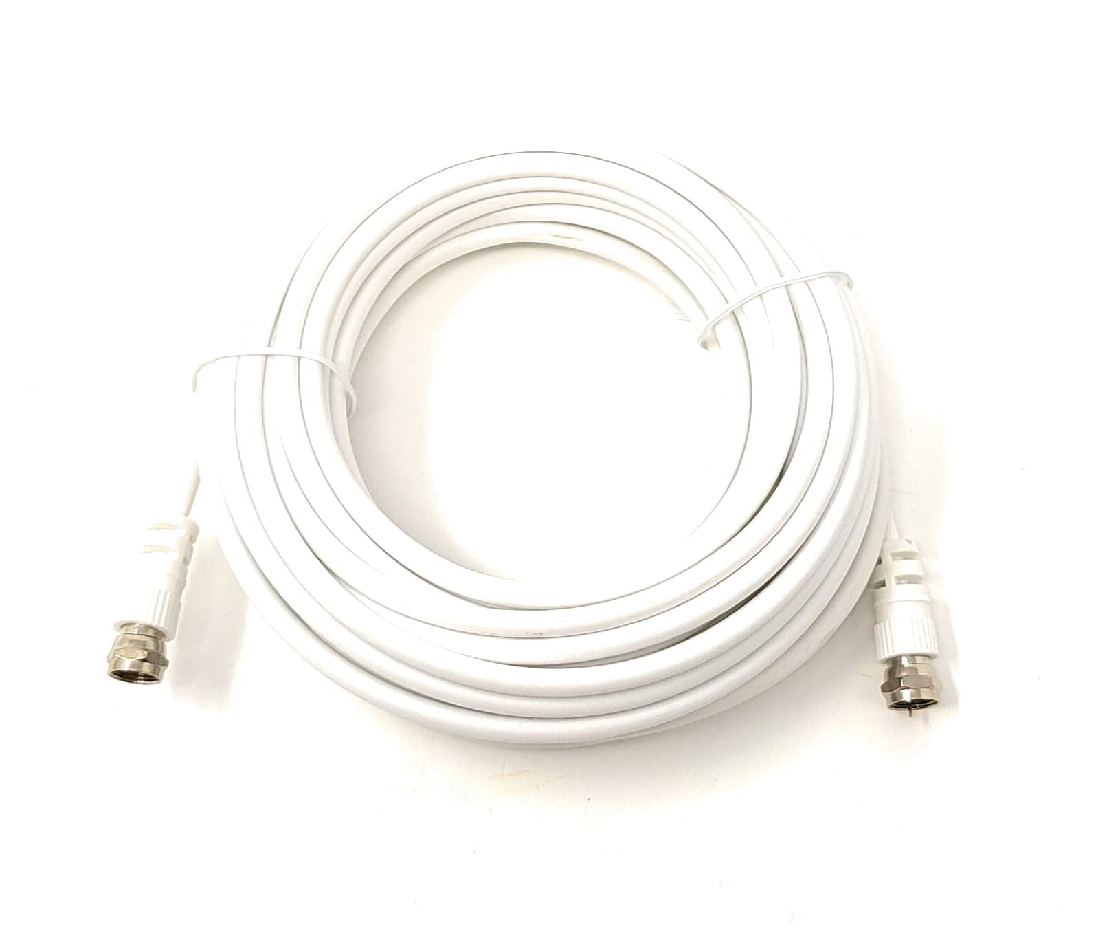Maincore 15m Satellite, TV, Radio F Type Plug to Plug 75 ohm RG59 Coax Single Cable, Lead, Extension Cord (15m, White)