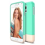 Galaxy S5 Case, Maxboost [Vibrance Series] Protective SOFT-Interior Scratch Protection Vibrant Color[Slider Style] Cover for Samsung Galaxy S5 - Turquoise/Champagne Gold