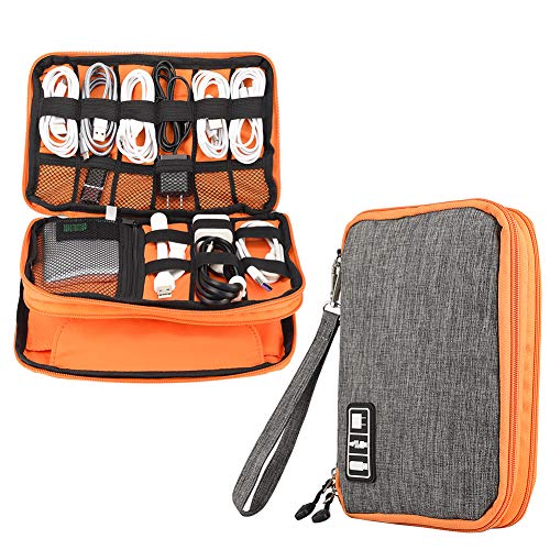 Travel Cable Organizer Pouch Electronic Accessories Carry Blue-Pattern Small