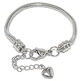 Hypo-Allergenic Stainless Steel Starter Charm European Style Bracelet Lobster Claw Clasp for Women & Kids (5