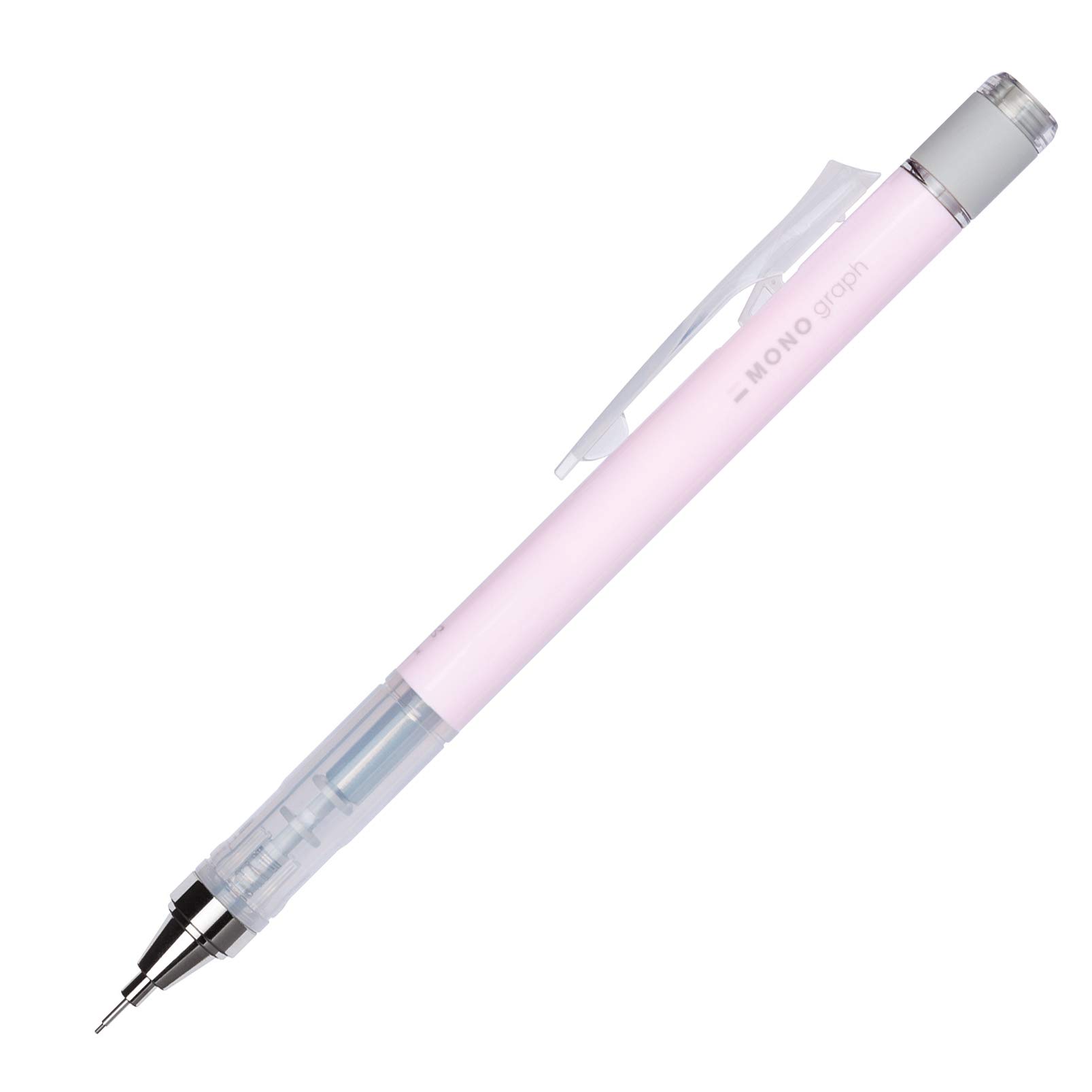 Tombow MONO graph mechanical pencil 0.5 mm, pink marshmellow, HB, precise drawing with 4 mm tip, shaking mechanism, incl. refillable eraser [SH-MG85]