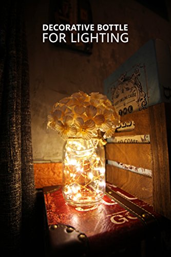 Mason Jar Sconces with LED - Fairy Lights,Vintage Wrought Iron Hooks, Silk Hydrangea Flower and LED Strip Lights Design for Home Kitchen Decoration Set of 2 - Thumbnail 7