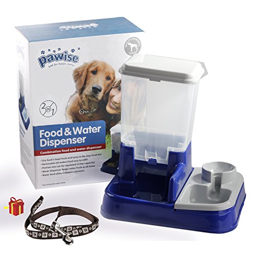 Pawise Replendish Gravity Food & Waterer Dispenser Pet Feeder Dog Waterer with Leash 48 Inch