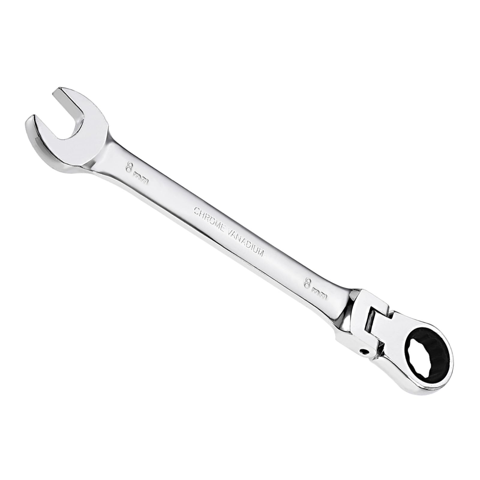 CoCud Flex-Head Ratcheting Wrench, 8mm Head Metric 72-Teeth, Cr-V Combination Wrench Spanner - (Applications: for Repairing Home Tasks)