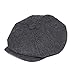 BOTVELA Men's 8 Piece Wool Blend Newsboy Flat Cap Herringbone Pattern in Classic 5 Colors (Black, XL)