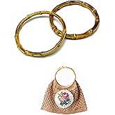 Bamboo Purse Handle, 2PCS Round Wooden Rings Holders, 5.5 inch Bamboo Purse Handles Bag Handle Replacements for Beach Straw Bag Purse Handles DIY Crafting Making Decorations