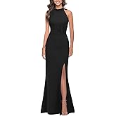 WOOSEA Women Sleeveless High Neck Sexy Split Evening Cocktail Party Maxi Long Formal Dress