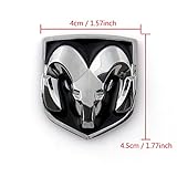 Areyourshop Black Head Grill Tailgate Emblem Badge Sticker Decal Chromed Metal for Dodge Ram