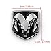 Areyourshop Black Head Grill Tailgate Emblem Badge Sticker Decal Chromed Metal for Dodge Ram