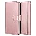 ULAK iPhone 6 Plus Case, iPhone 6s Plus Wallet Case, Hybrid Flip PU Leather Cover with Multi Card Slots Holders Wrist Strap for Girls Women, Rose Gold