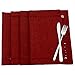 Grelucgo Handmade Hemstitched Polyester Rectangle Table Placemats (12x18 inch Set of 4,Cranberry)