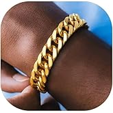 ChainsPro Miami Cuban Link Chain Bracelet for Men, 8/12/17mm, 7.5/8.3/9inch, 316L Stainless Steel/18K Gold Plated/Black Hip Hop Bracelets for Father Husband No Tarnish Bracelet- Send Gift Box