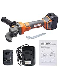 BHTOP - Amoladora de ángulos inalámbricos de litio con iones de litio de 4,5 pulgadas, 20 V, cargador sin escobillas (batería de 4,0 Ah y cargador incluido)