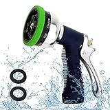 TedGem 9 Spray Pattern Garden Hose Nozzle - Aluminum Heavy Duty Professional High Pressure Hand Sprayer TPR Skid-Resistant Hose Sprayer for Car Washing, Garden Watering, Pet Showering (Hose Nozzle)