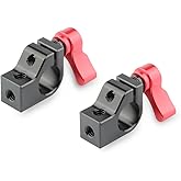 CAMVATE 15mm Single Rod Clamp with Two 1/4"-20 Screw Hole for Camera DSLR Rail System(Red, 2 Pieses) - 1781