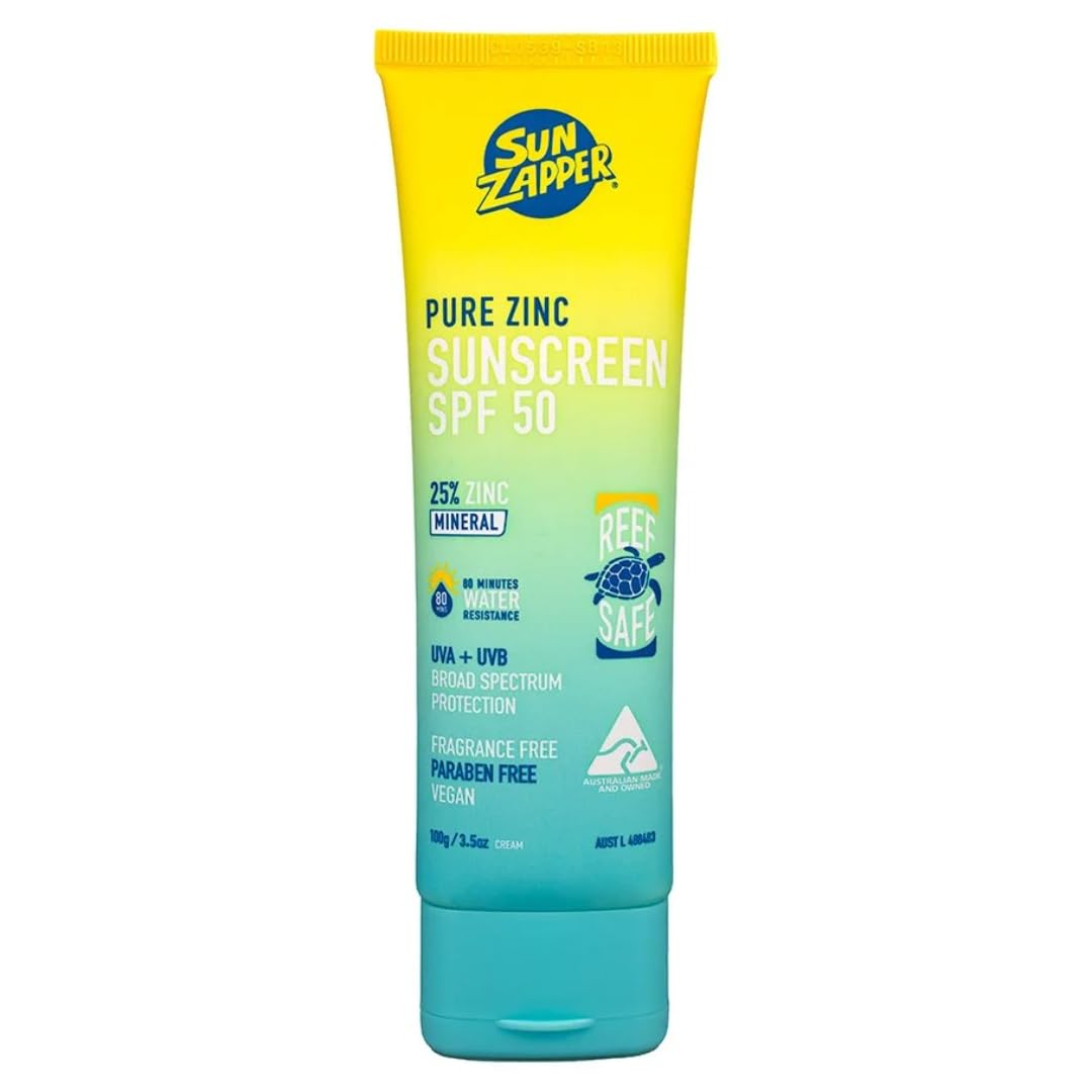 Pure Zinc Sun Cream SPF 50 Sun Zapper Reef Safe Mineral Non Nano Zinc Sunscreen Made in Australia