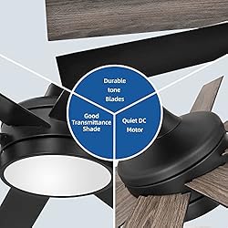 YITAHOME Black 60 Inch Ceiling Fan with Light and